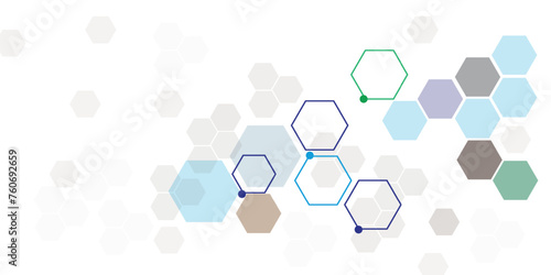 Abstract cool hexagon on white background. Can be used presentation, poster and template for business. Technology or science concept. Vector illustration. photo