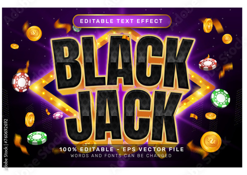 black jack 3d text effect and editable text effect with light background