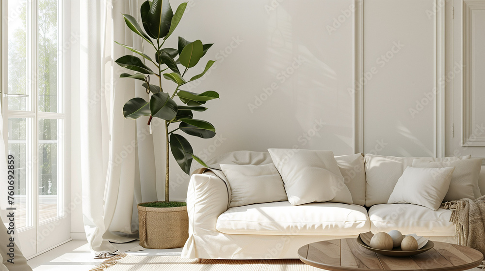 Naklejka premium Living room with rubber tree