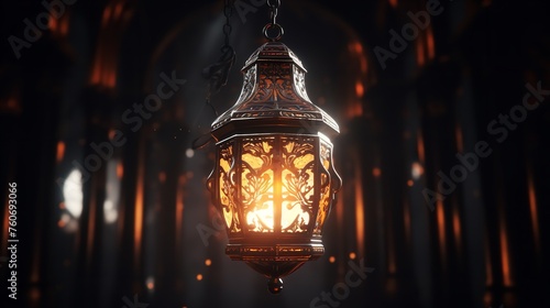 A Shining Lantern on a Black Background