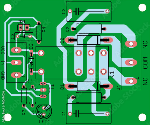 Electric background. Vector pcb pattern. 
Printed circuit board of an electronic 
device with
conductors and contact pads placed on it. 
Engineering drawing.