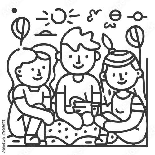Outline illustration Celebration of International Childrens Day Children Playing on the Playground