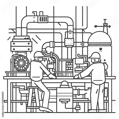 Outline illustration Celebration of International Workers Day or Labor Day Work happily and safely