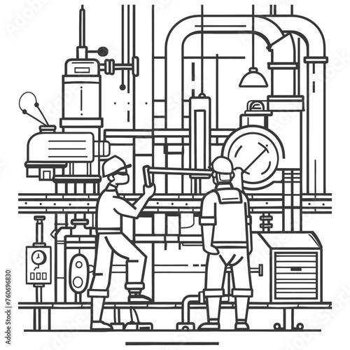 Outline illustration Celebration of International Workers Day or Labor Day Work happily and safely