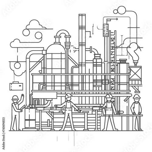 Outline illustration Celebration of International Workers Day or Labor Day Work happily and safely
