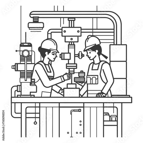 Outline illustration Celebration of International Workers Day or Labor Day Work happily and safely