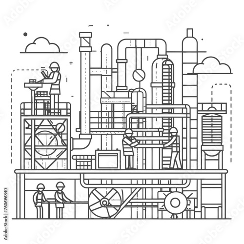 Outline illustration Celebration of International Workers Day or Labor Day Work happily and safely