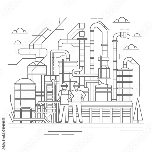 Outline illustration Celebration of International Workers Day or Labor Day Work happily and safely