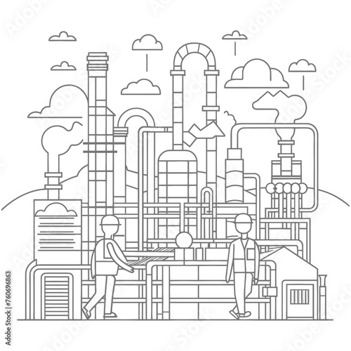 Outline illustration Celebration of International Workers Day or Labor Day Work happily and safely