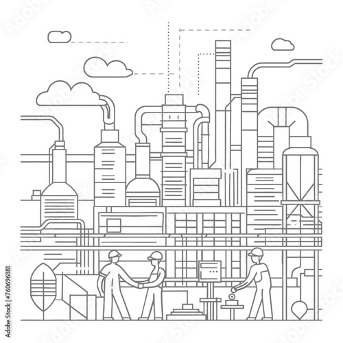 Outline illustration Celebration of International Workers Day or Labor Day Work happily and safely