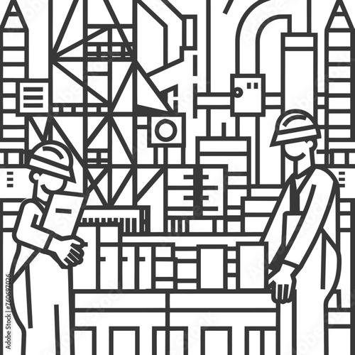 Outline illustration Celebration of International Workers Day or Labor Day Work happily and safely