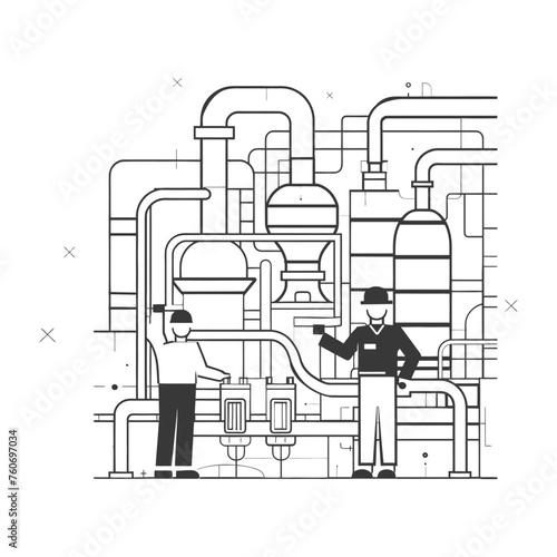 Outline illustration Celebration of International Workers Day or Labor Day Work happily and safely