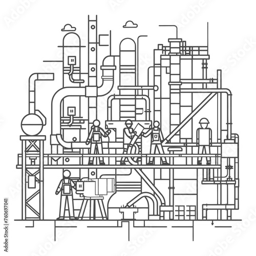 Outline illustration Celebration of International Workers Day or Labor Day Work happily and safely