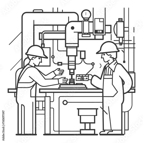 Outline illustration Celebration of International Workers Day or Labor Day Work happily and safely