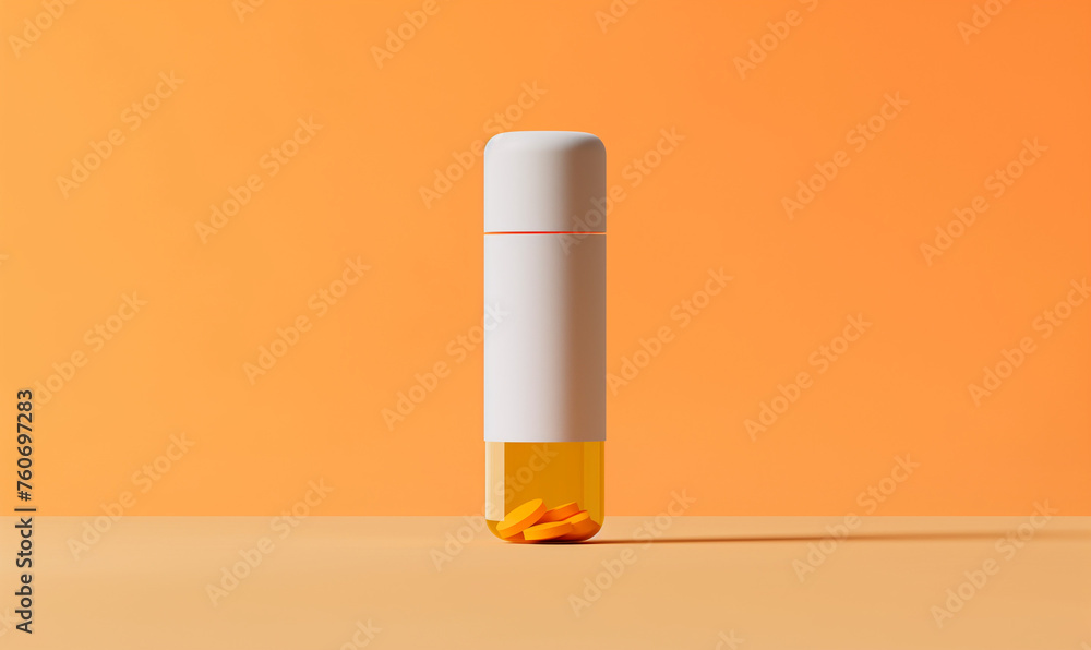 Minimalist design of an effervescent tablet tube with space for text, emphasizing the importance of regular vitamin and mineral intake Minimalist design of an effervescent tablet tube with space for text, emphasizing the importance of regular vitamin and mineral intake