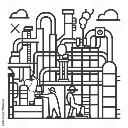 Outline illustration Celebration of International Workers Day or Labor Day Work happily and safely