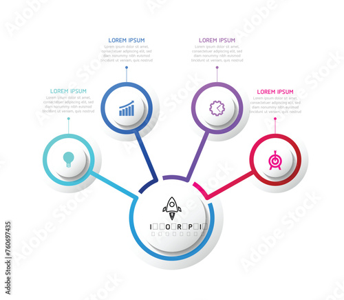 Vector infographic business presentation template with circular interconnection with 4 options.