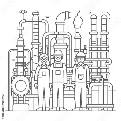 Outline illustration Celebration of International Workers Day or Labor Day Work happily and safely