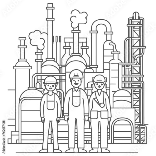 Outline illustration Celebration of International Workers Day or Labor Day Work happily and safely