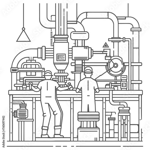 Outline illustration Celebration of International Workers Day or Labor Day Work happily and safely