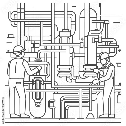 Outline illustration Celebration of International Workers Day or Labor Day Work happily and safely