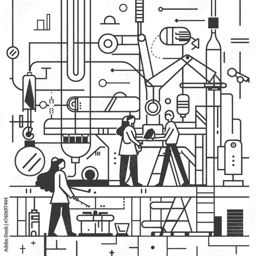 Outline illustration Celebration of International Workers Day or Labor Day Work happily and safely