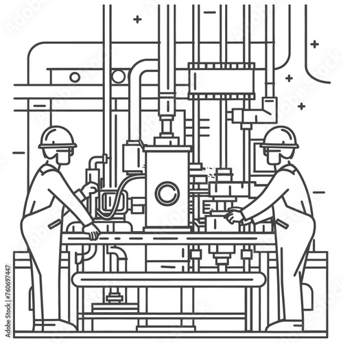 Outline illustration Celebration of International Workers Day or Labor Day Work happily and safely