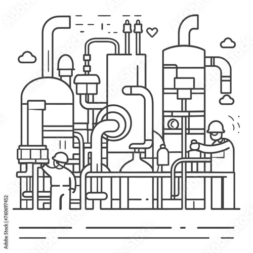 Outline illustration Celebration of International Workers Day or Labor Day Work happily and safely
