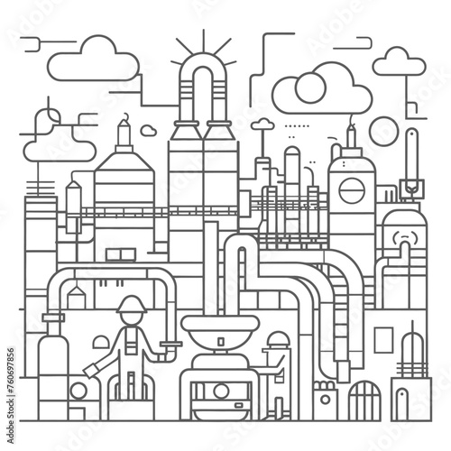 Outline illustration Celebration of International Workers Day or Labor Day Work happily and safely