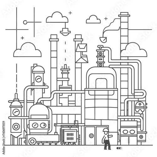 Outline illustration Celebration of International Workers Day or Labor Day Work happily and safely