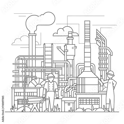 Outline illustration Celebration of International Workers Day or Labor Day Work happily and safely