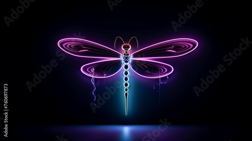 Pushing the boundaries of traditional art techniques to create a visually striking representation of a dragon fly neon © Sirisook