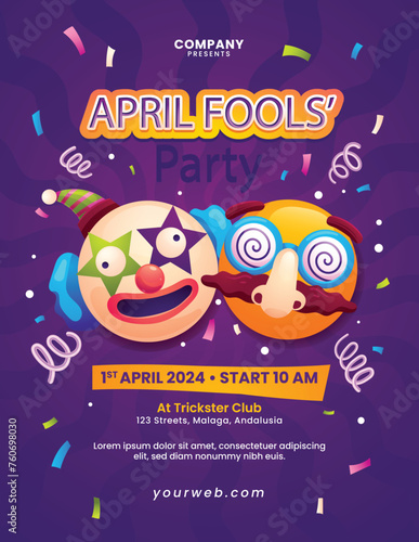 Vector illustration of Happy April Fools' Day social media story feed set mockup template