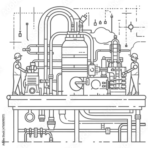 Outline illustration Celebration of International Workers Day or Labor Day Work happily and safely