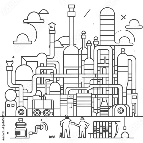 Outline illustration Celebration of International Workers Day or Labor Day Work happily and safely