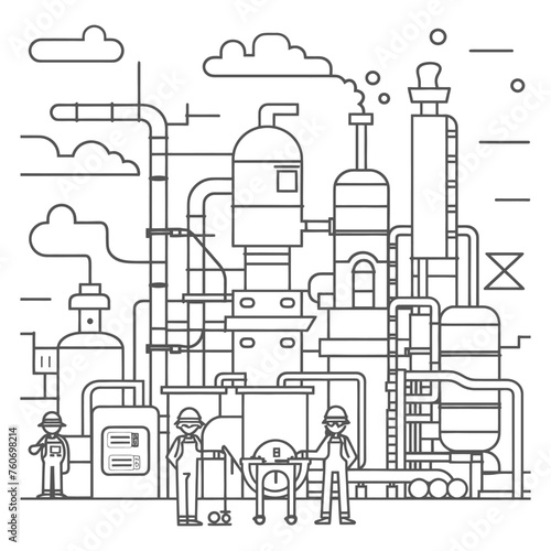 Outline illustration Celebration of International Workers Day or Labor Day Work happily and safely