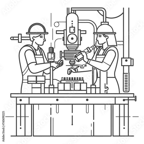 Outline illustration Celebration of International Workers Day or Labor Day Work happily and safely