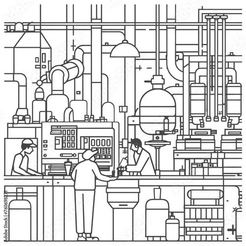Outline illustration Celebration of International Workers Day or Labor Day Work happily and safely