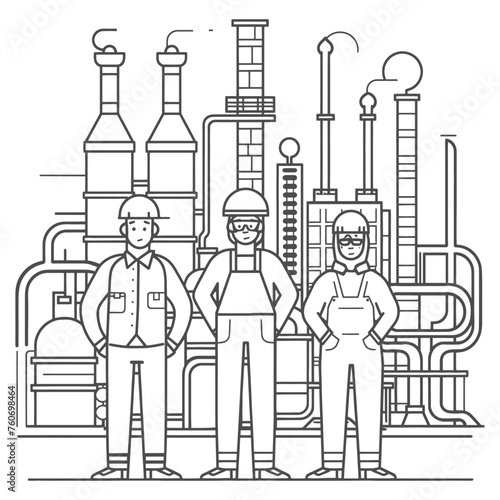 Outline illustration Celebration of International Workers Day or Labor Day Work happily and safely