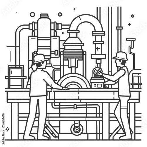 Outline illustration Celebration of International Workers Day or Labor Day Work happily and safely