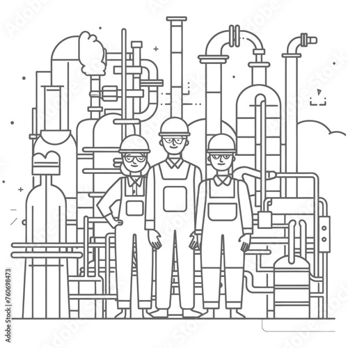 Outline illustration Celebration of International Workers Day or Labor Day Work happily and safely