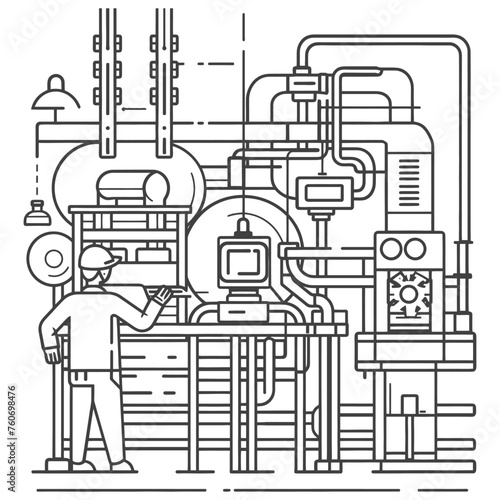 Outline illustration Celebration of International Workers Day or Labor Day Work happily and safely