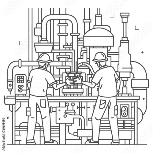 Outline illustration Celebration of International Workers Day or Labor Day Work happily and safely