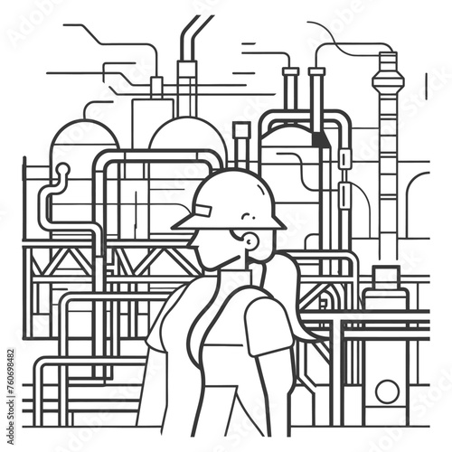 Outline illustration Celebration of International Workers Day or Labor Day Work happily and safely