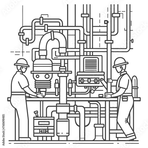 Outline illustration Celebration of International Workers Day or Labor Day Work happily and safely