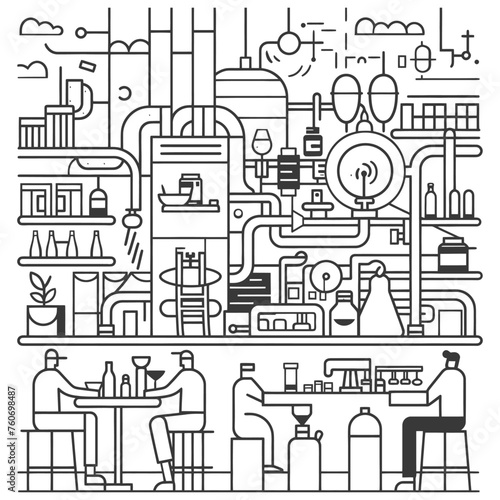 Outline illustration Celebration of International Workers Day or Labor Day Work happily and safely