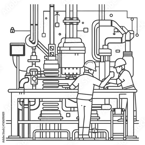 Outline illustration Celebration of International Workers Day or Labor Day Work happily and safely