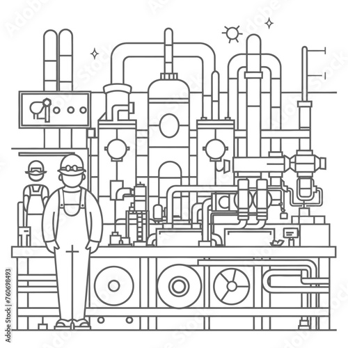 Outline illustration Celebration of International Workers Day or Labor Day Work happily and safely