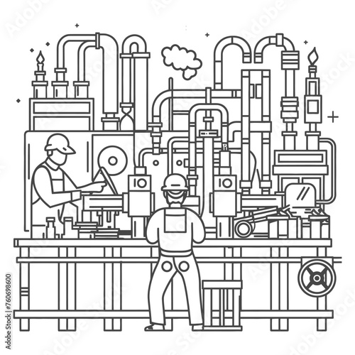Outline illustration Celebration of International Workers Day or Labor Day Work happily and safely