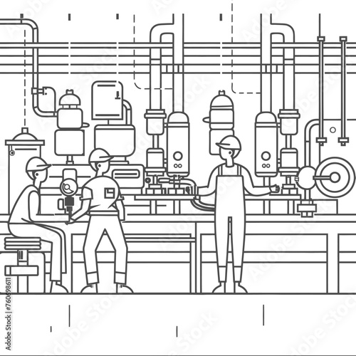 Outline illustration Celebration of International Workers Day or Labor Day Work happily and safely